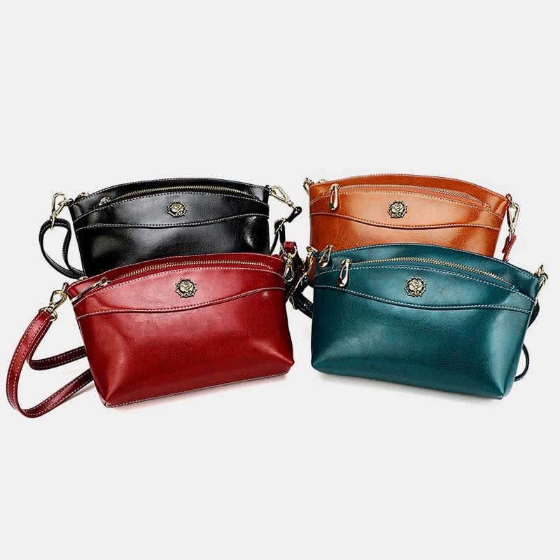 Retro-Umhängetasche aus echtem Leder für Damen, geräumige kleine Handytasche