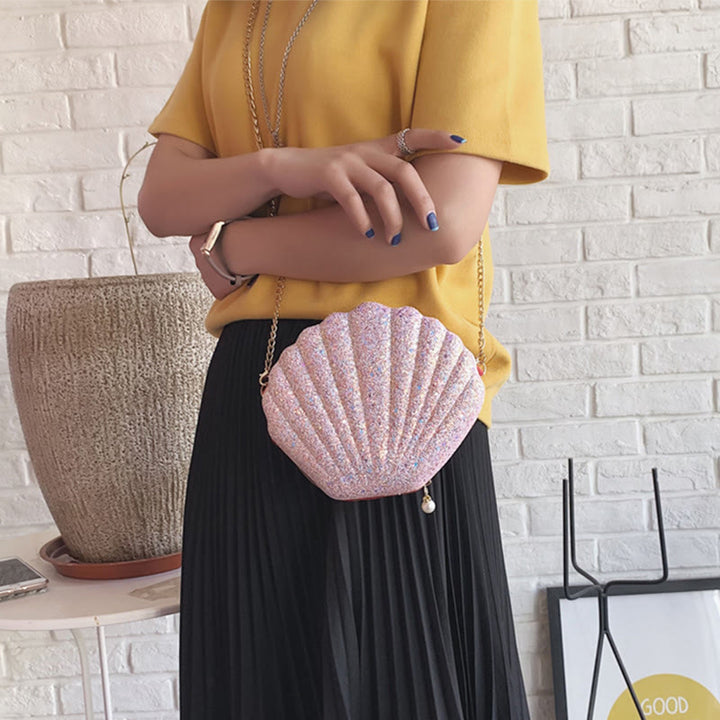 Umhängetasche für Damen, Pailletten, Mini-Muschel, Zubehörtasche