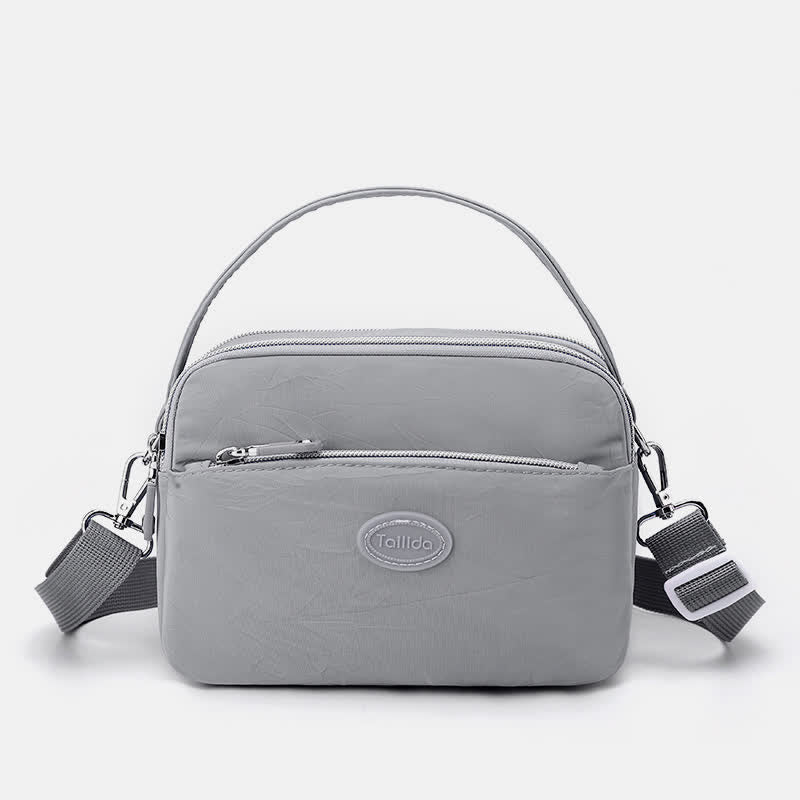 Umhängetasche für Damen, Schultertasche mit Dreifach-Reißverschluss, lässige Nylon-Geldbörse