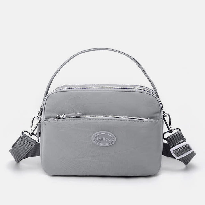 Umhängetasche für Damen, Schultertasche mit Dreifach-Reißverschluss, lässige Nylon-Geldbörse