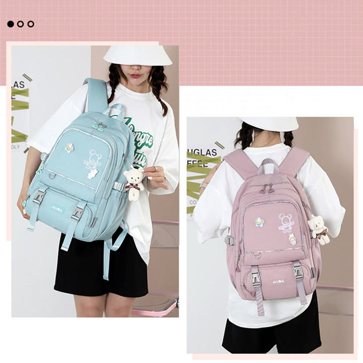 Rucksack für Damen, mehrere Taschen, großes Fassungsvermögen, Polyesterfaser, Schul-Tagesrucksack