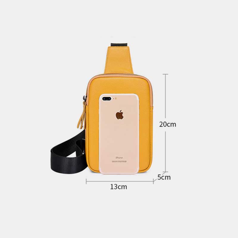 Schultertasche aus echtem Leder mit doppeltem Reißverschluss für Damen, wasserdichte Umhängetasche für Handys