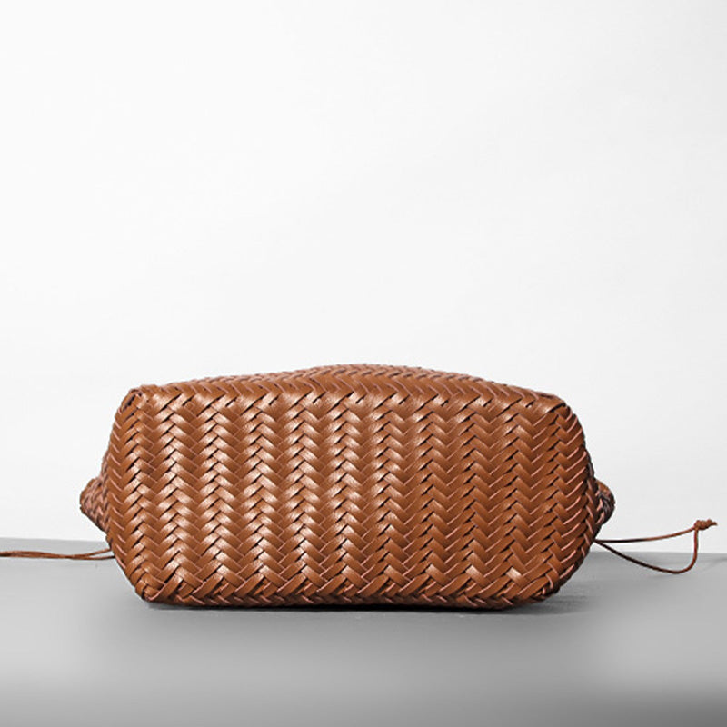 Damen Handtasche aus weichem PU-Leder, gewebt, handgefertigt, Sommer-Umhängetasche