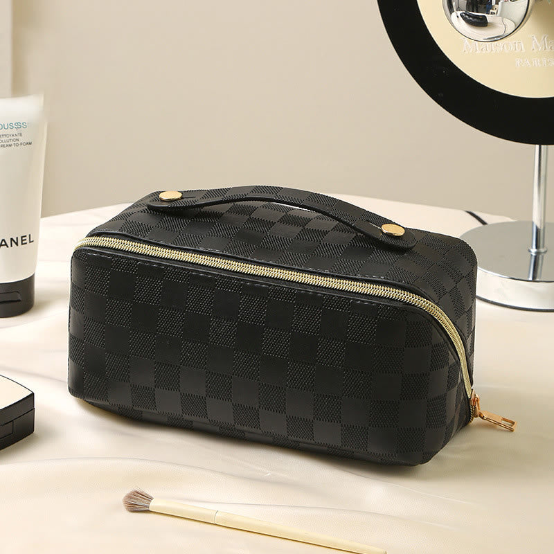 Kosmetiktasche für Damen, Reise, praktische Make-up-Tasche aus PU-Leder