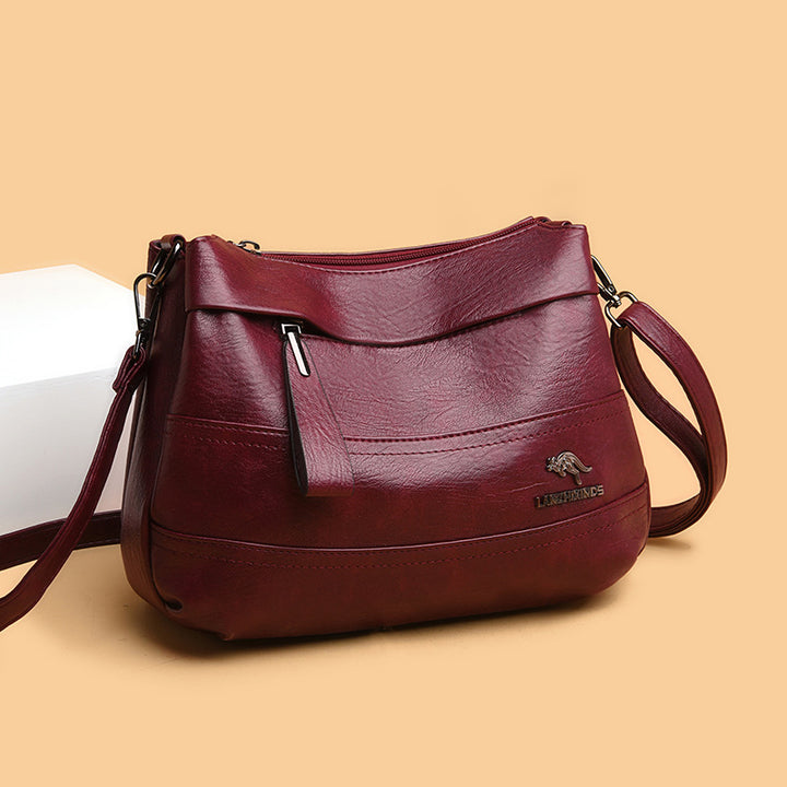 Handtasche aus Leder mit drei Fächern, kleine, lässige Umhängetasche