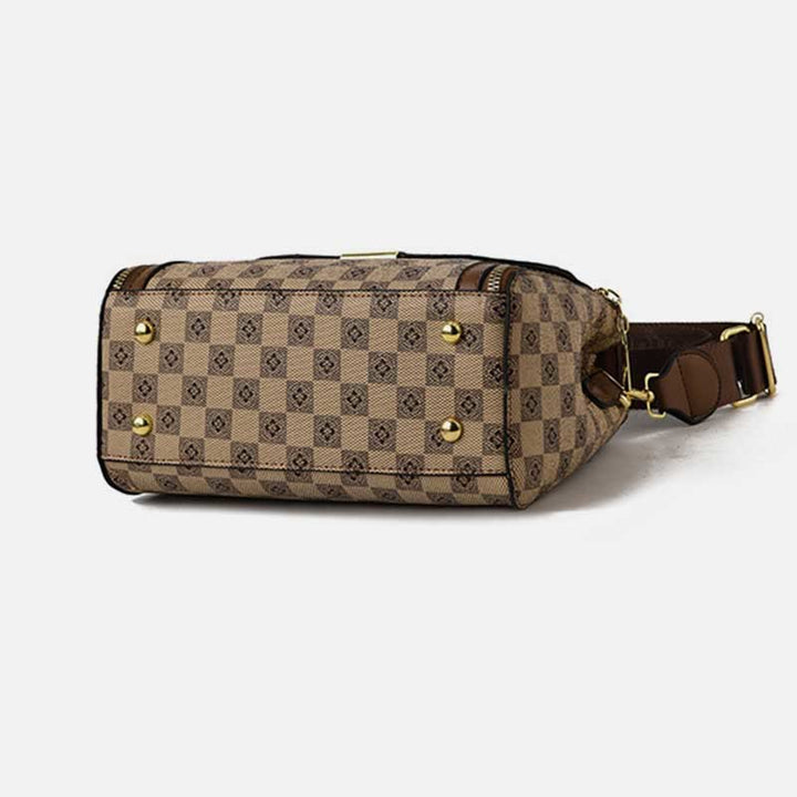 Britische elegante Handtasche Frauen Schachbrettmuster Crossbody Leder Geldbörse