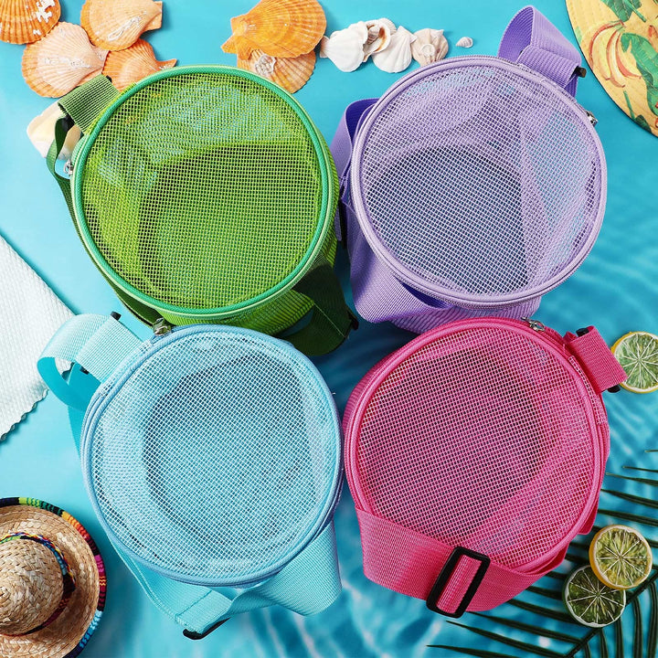 4 Stück Strandtasche für Kinder Sommerferien Muschelsammeltasche
