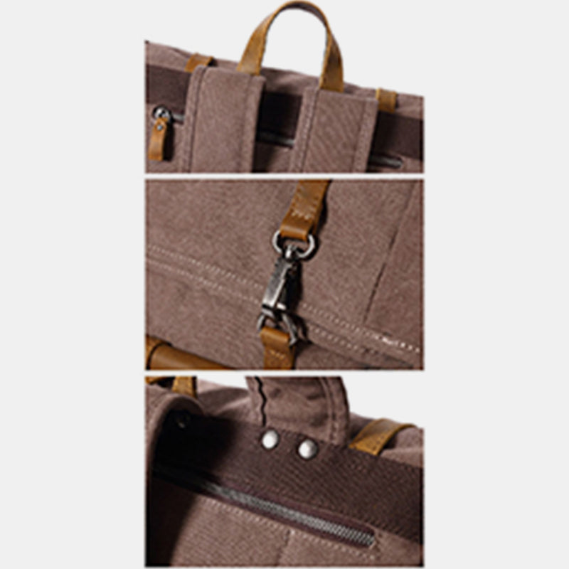 Unisex Canvas Leder Wandern Reise Rucksack Rucksack Schultasche Daypack