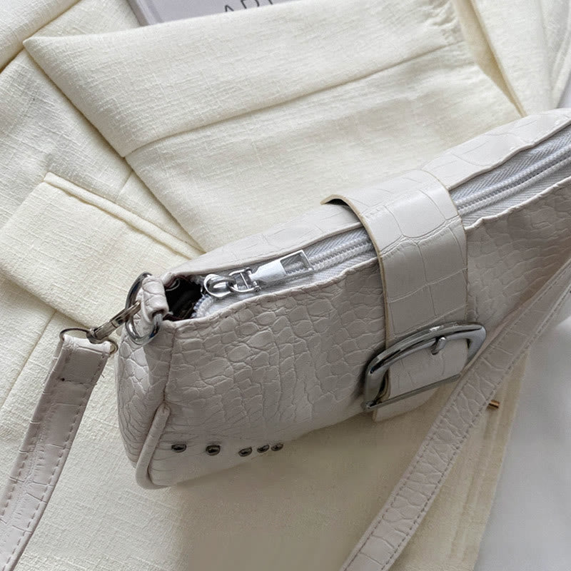 Umhängetasche aus Leder mit Krokodilmuster für Dating im Retro-Stil