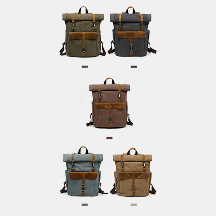 Unisex Canvas Leder Wandern Reise Rucksack Rucksack Schultasche Daypack