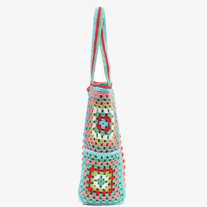 Vintage Tote für Frauen tragbare Pendlertasche handgestrickte Schultertasche