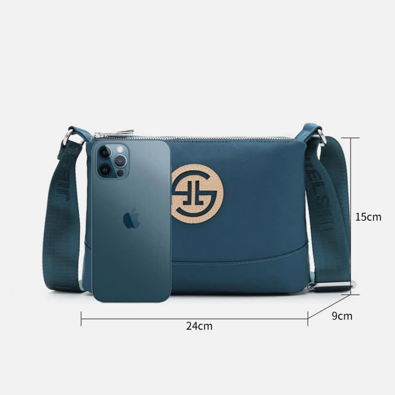Kleine Umhängetasche mit dreifachem Reißverschluss, leichte, wasserdichte Nylon-Handtasche für Damen