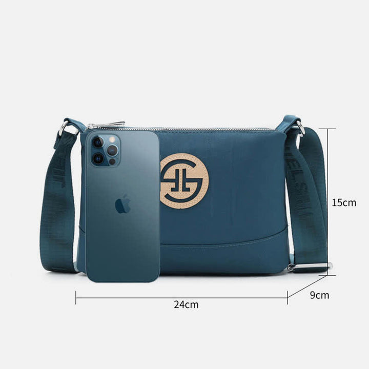 Kleine Umhängetasche mit dreifachem Reißverschluss, leichte, wasserdichte Nylon-Handtasche für Damen