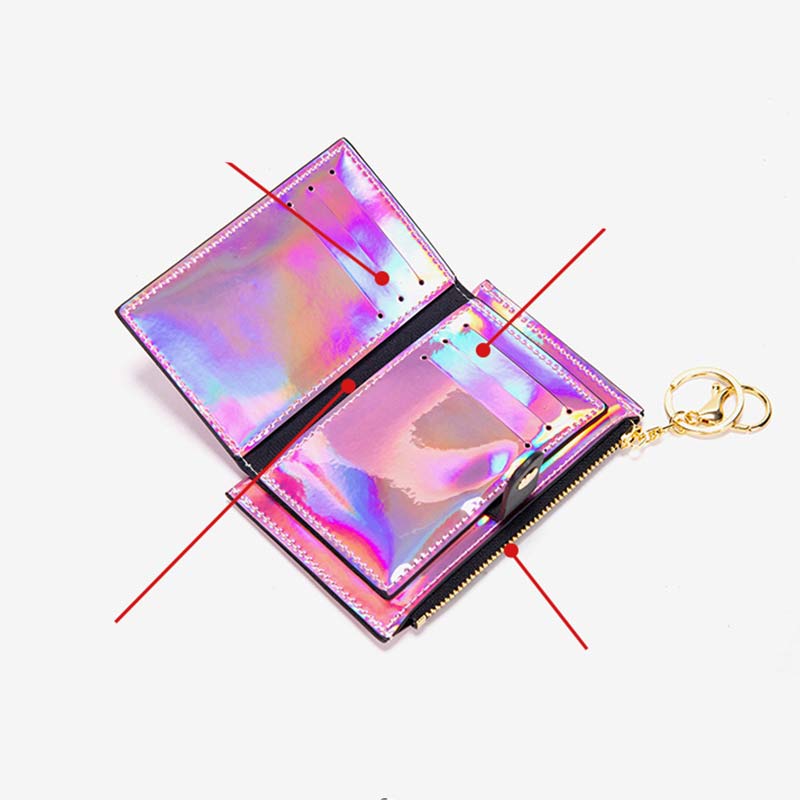 Schillernder Laser, minimalistischer Kartenhalter, Münzfach, Geldbörse für Frauen und Mädchen