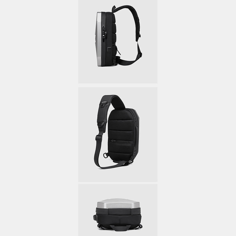 Modische Schultertasche für Herren, wasserdicht, robust, mit USB-Ladeanschluss