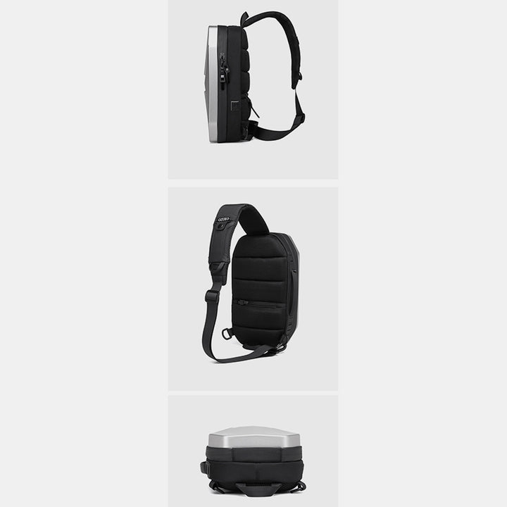 Modische Schultertasche für Herren, wasserdicht, robust, mit USB-Ladeanschluss