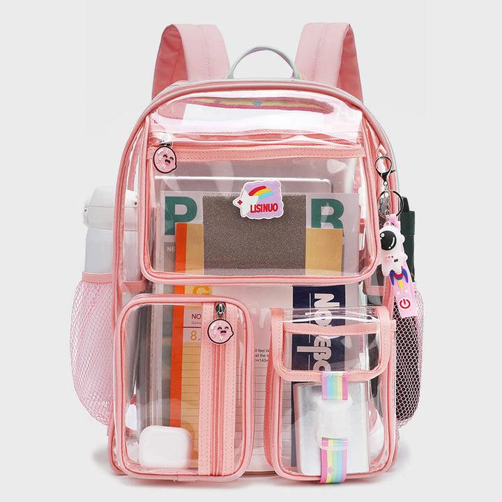 Transparenter Rucksack für Schüler, große Kapazität, Freizeit-Tagesrucksack aus PVC