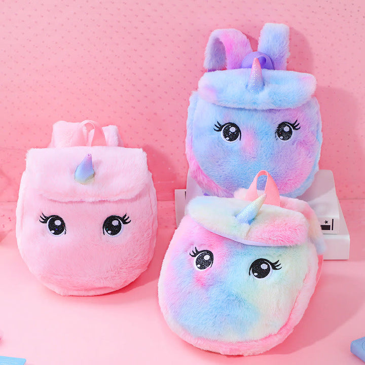 Rucksack für Frauen Einhorn pelzigen niedlichen Cartoon Kleinkinder Kinder Schultasche