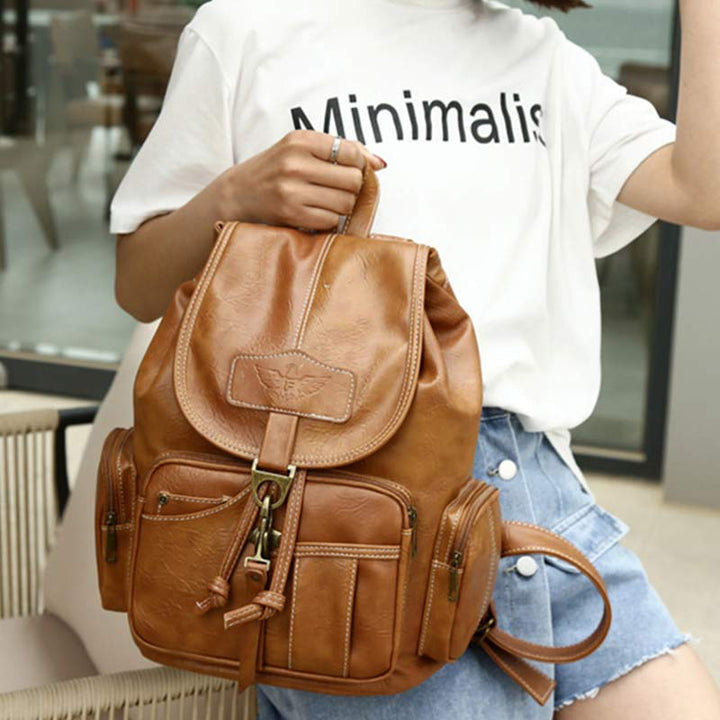 Veganer Lederrucksack für Damen, Vintage, Damen und Mädchen, lässiger Tagesrucksack