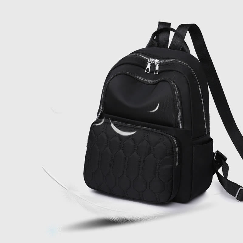 Gesteppter Nylon-Rucksack, stilvoller, einfarbiger Reise-Tagesrucksack für Damen