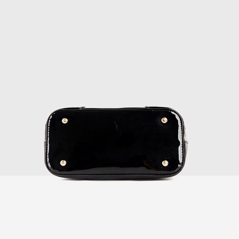 Tragetasche für Damen, bestickte Handtasche aus Lackleder mit Pailletten und Diamanten