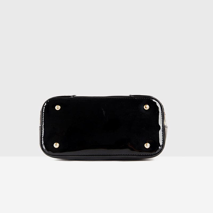 Tragetasche für Damen, bestickte Handtasche aus Lackleder mit Pailletten und Diamanten