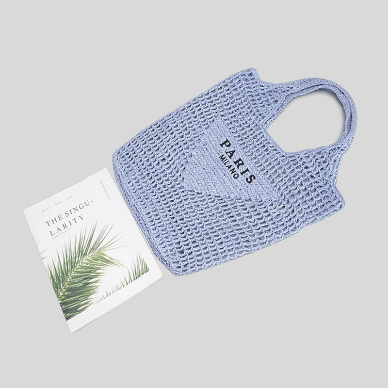 Strandtasche für Damen, gestrickte Retro-Handtasche mit ausgehöhlter Öffnung - image 15