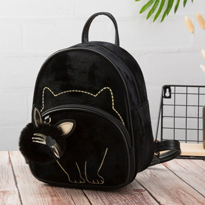 Mini-Rucksack mit aufgesticktem Katzenmuster