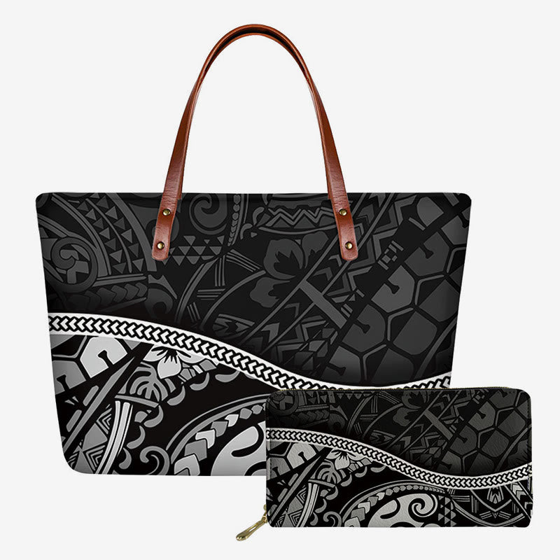 Polynesianisches Taschenset für Damen, lange Geldbörse, Clutch