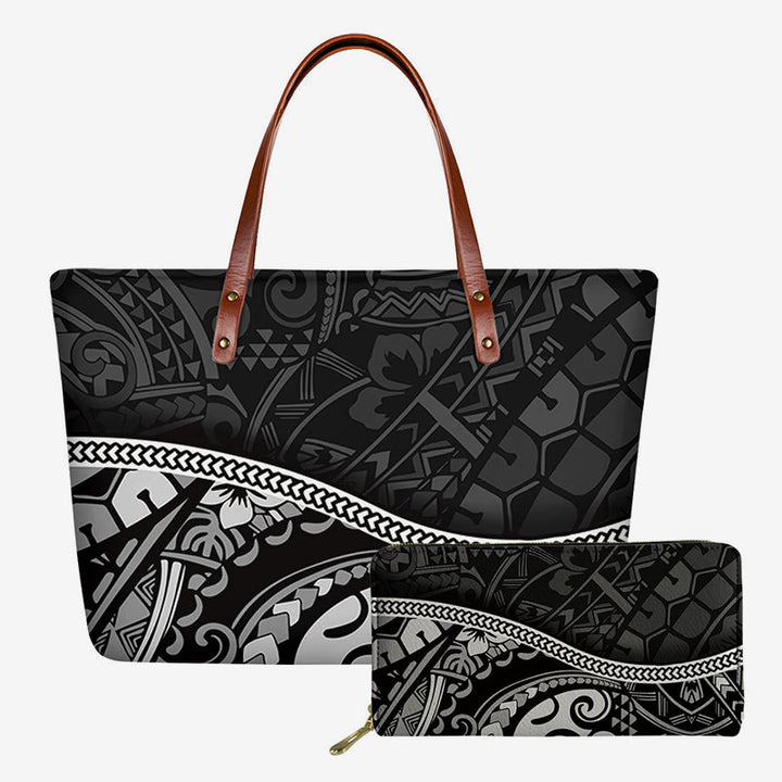 Polynesianisches Taschenset für Damen, lange Geldbörse, Clutch