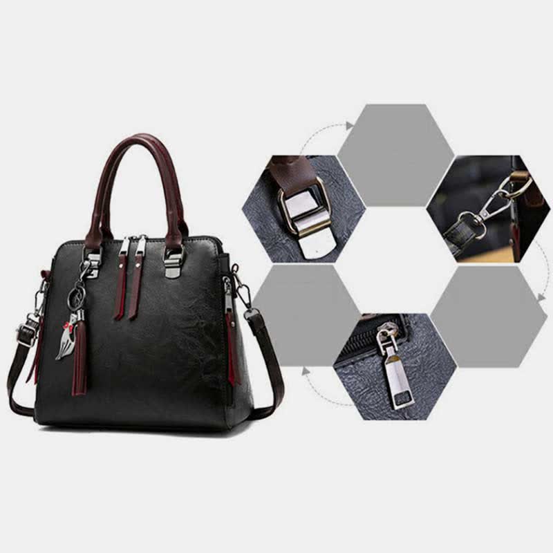 Handtaschen Geldbörsen für Frauen Vegan Leder Top-Griff Schultertasche mit Reißverschluss