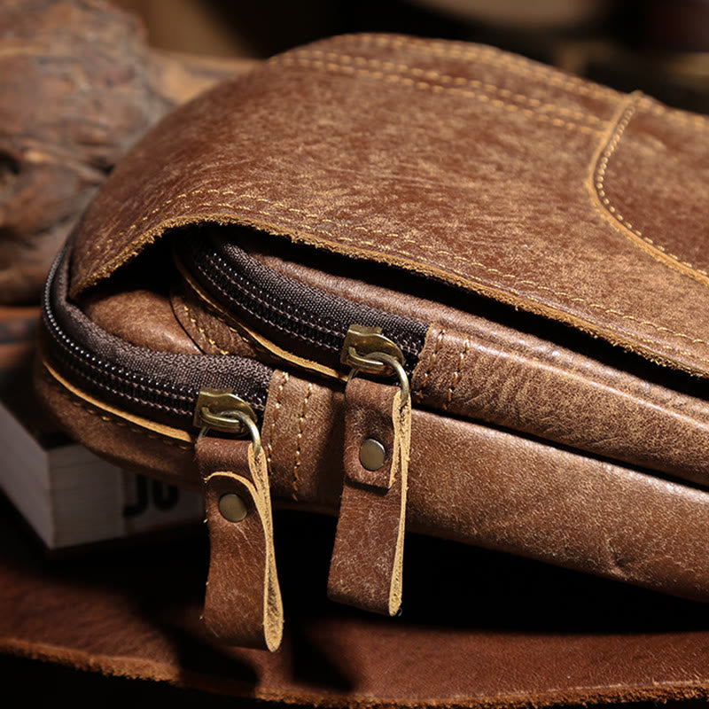 Gürteltasche für Herren, für den täglichen Gebrauch im Freien, Retro-Gürtelschlaufen aus echtem Leder