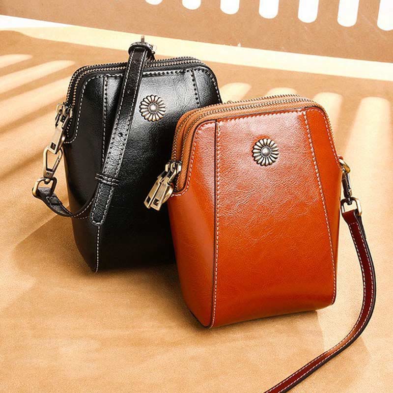 Weiche Leder-Telefontasche für Damen Crossbody Mini Bag