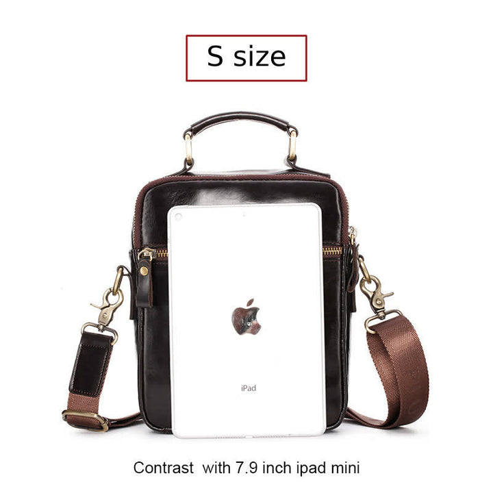 Umhängetasche aus echtem Leder, Vintage-Umhängetasche, Messenger-Handtasche für Herren