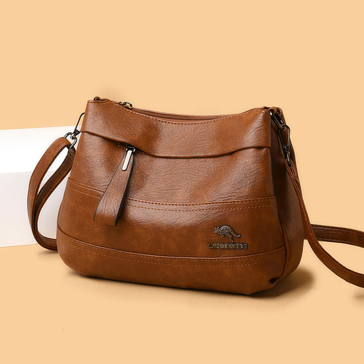 Handtasche aus Leder mit drei Fächern, kleine, lässige Umhängetasche