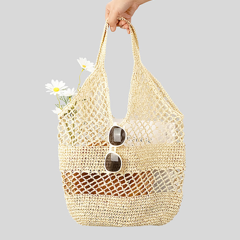 Strandtasche für Damen, gestrickte Retro-Handtasche mit ausgehöhlter Öffnung - image 34