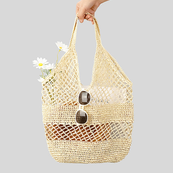 Strandtasche für Damen, gestrickte Retro-Handtasche mit ausgehöhlter Öffnung - image 34