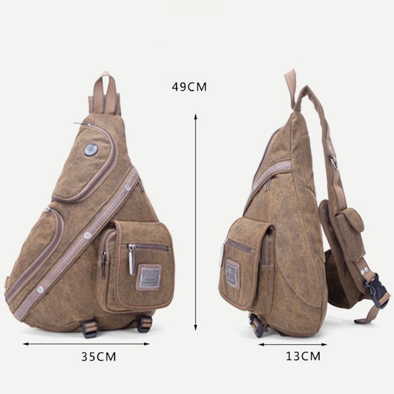 Schultertasche für Herren, multifunktionale Brusttasche aus Canvas für Freizeit und Outdoor