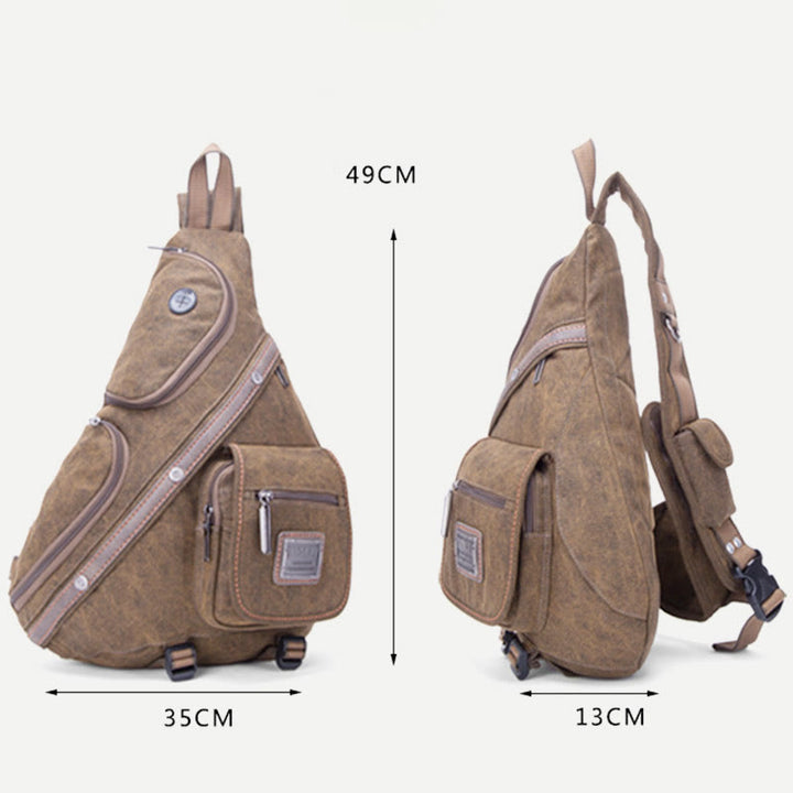 Schultertasche für Herren, multifunktionale Brusttasche aus Canvas für Freizeit und Outdoor
