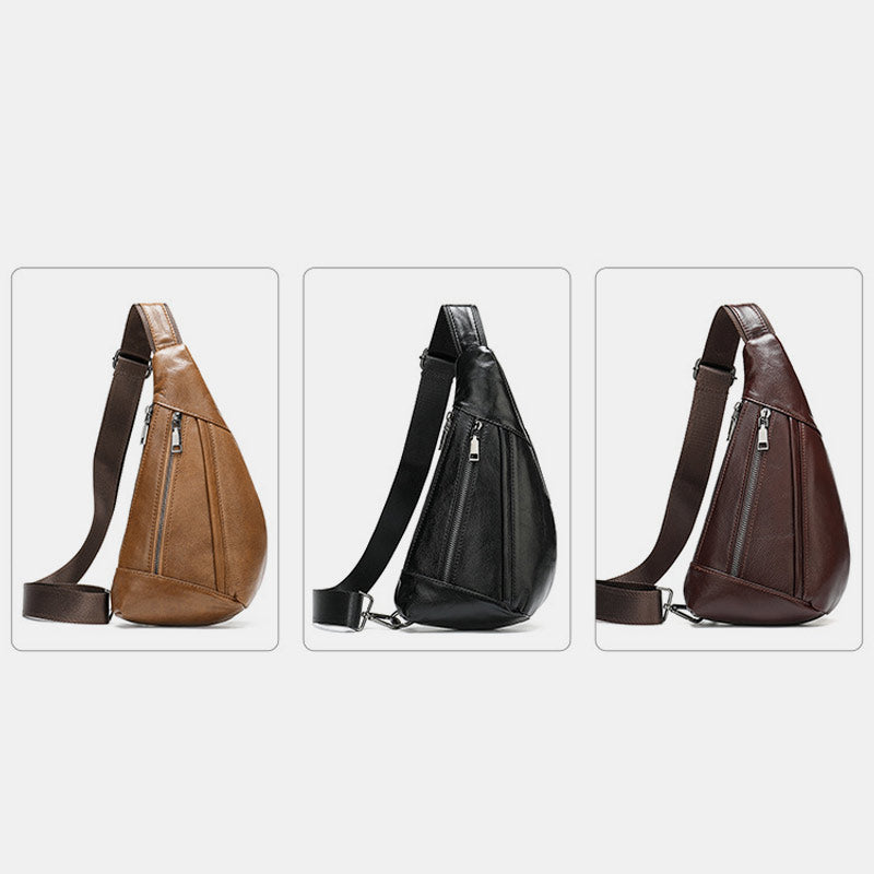 Schultertasche aus echtem Leder mit mehreren Taschen