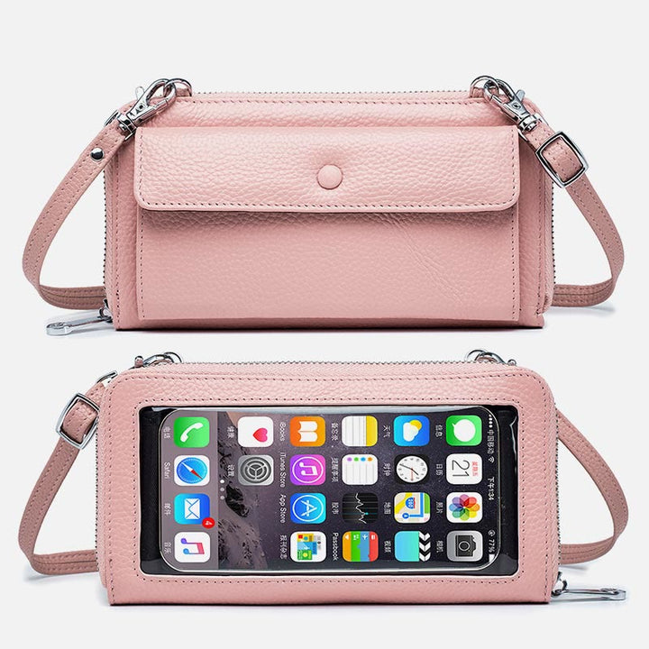 Echtes Leder Touchscreen Telefon Tasche Brieftasche Umhängetasche