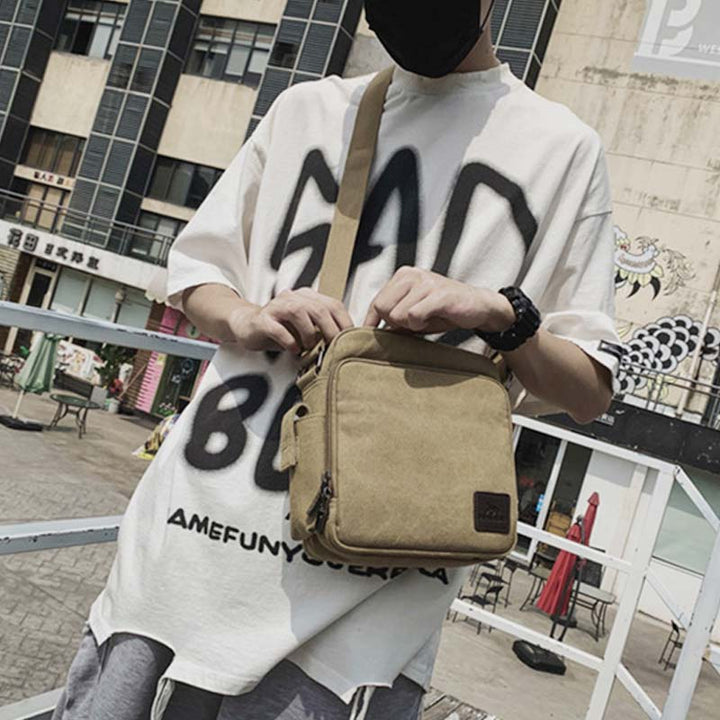 Vintage Canvas Mini Crossbody Umhängetasche Männer kleine Geldbörsen mit Multi-Slot