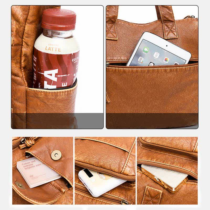 Retro-Tragetasche aus Kunstleder für Damen, Schultertasche mit Crossbody-Gurt