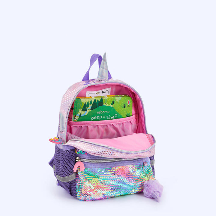 Rucksack für Kindergartenkinder, Laser Glitter Regenbogen Einhorn, kleine Schultasche