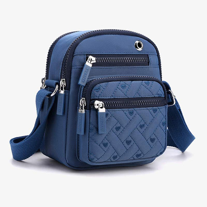 Lässige Umhängetasche aus Nylon mit mehreren Taschen und Loch für Kopfhörer