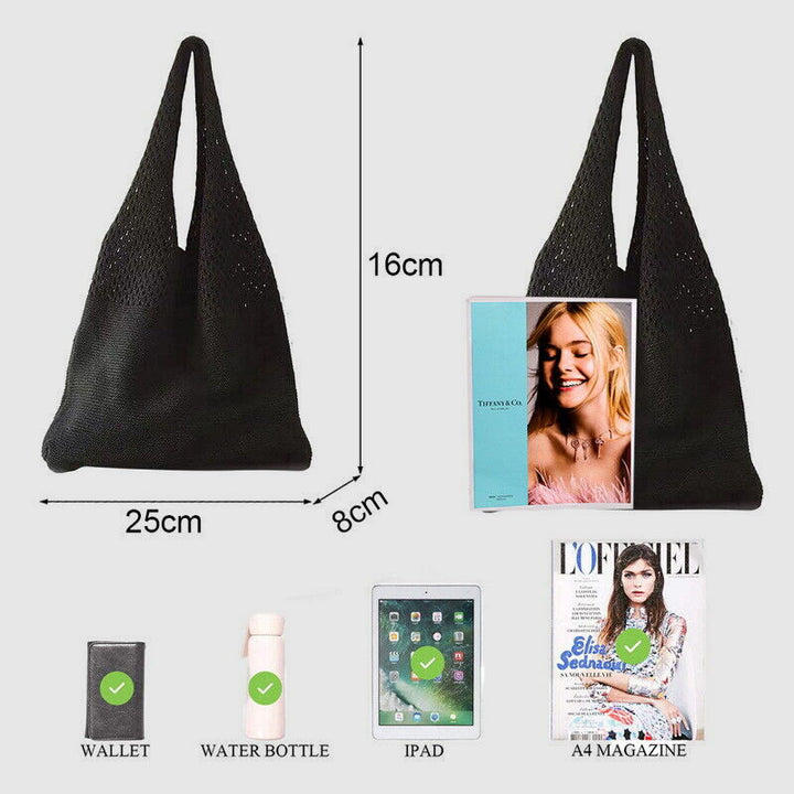 Einkaufstasche für Frauen im ethnischen Stil aus Wolle gestrickte Schultertasche