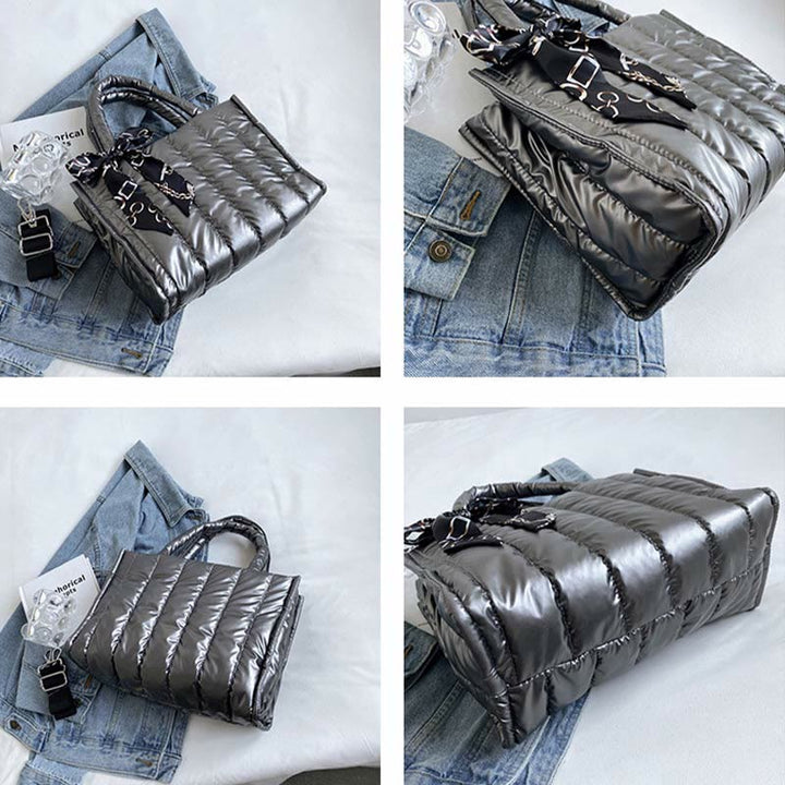 Daunenhandtasche, große Kapazität, abnehmbarer Riemen, Umhängetasche für den Winter