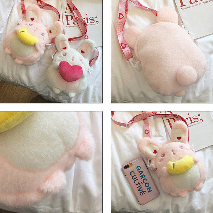Niedlicher Cartoon-kleiner Rucksack Lolita-Kaninchen-Plüschtasche für Mädchen