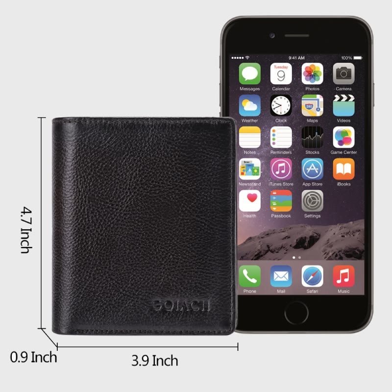 Herren Vertikale Brieftasche RFID Blocking Bifold Leder Sanfte Geldbörse