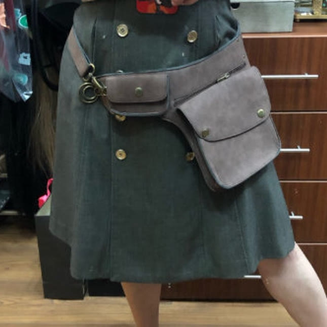 Mittelalterliche, handgefertigte, praktische Vintage-Gürteltasche aus Leder für alltägliche Partys